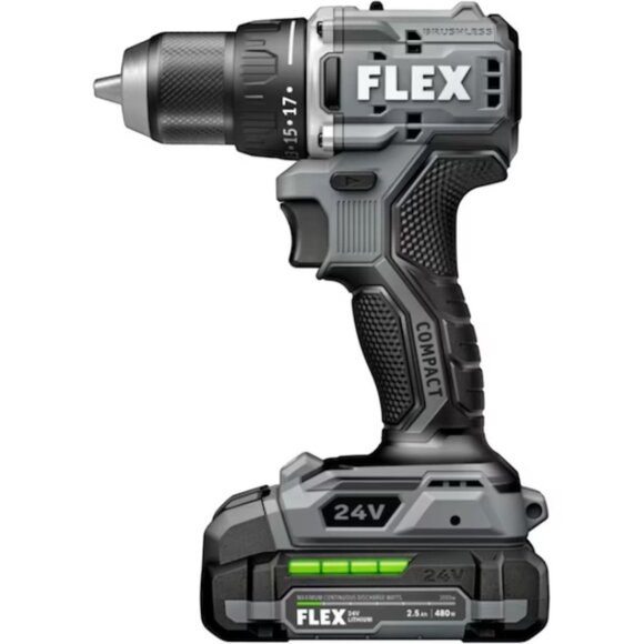 FLEX COMPACT 24-volt 1/2-in Keyless Brushless Cordless Drill ( 1 -Batteries Incl - Picture 2 of 11